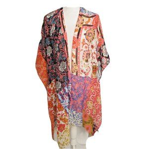 RAJ IMPORTS Falling Flowers Embroidered KIMONO/COVERUP Patch Work -OS